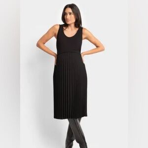 Seraphine Sz 10 Black Pleated Nursing Maternity Knee Lenght Sleeeveless Dress